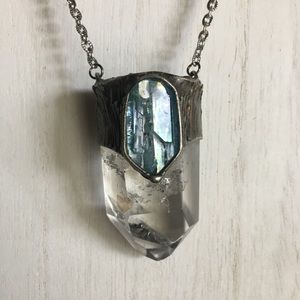 “Alcyone” Quartz & Tabular Aqua Aura necklace